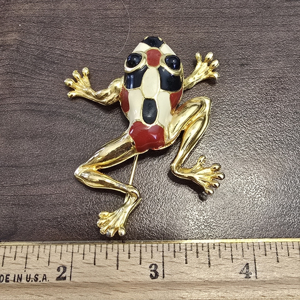 Colorful Les Bernard Frog Reptile Brooch